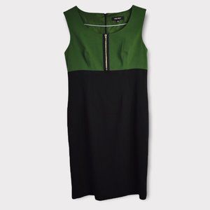 Nine West Dress 6 Womens Black Green Zipper Career Workwear Lined Sleeveless